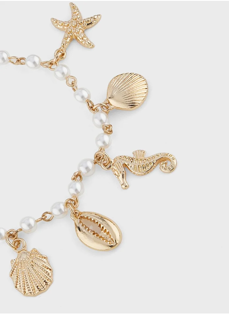 Ginger Pearl & Shell Bracelet