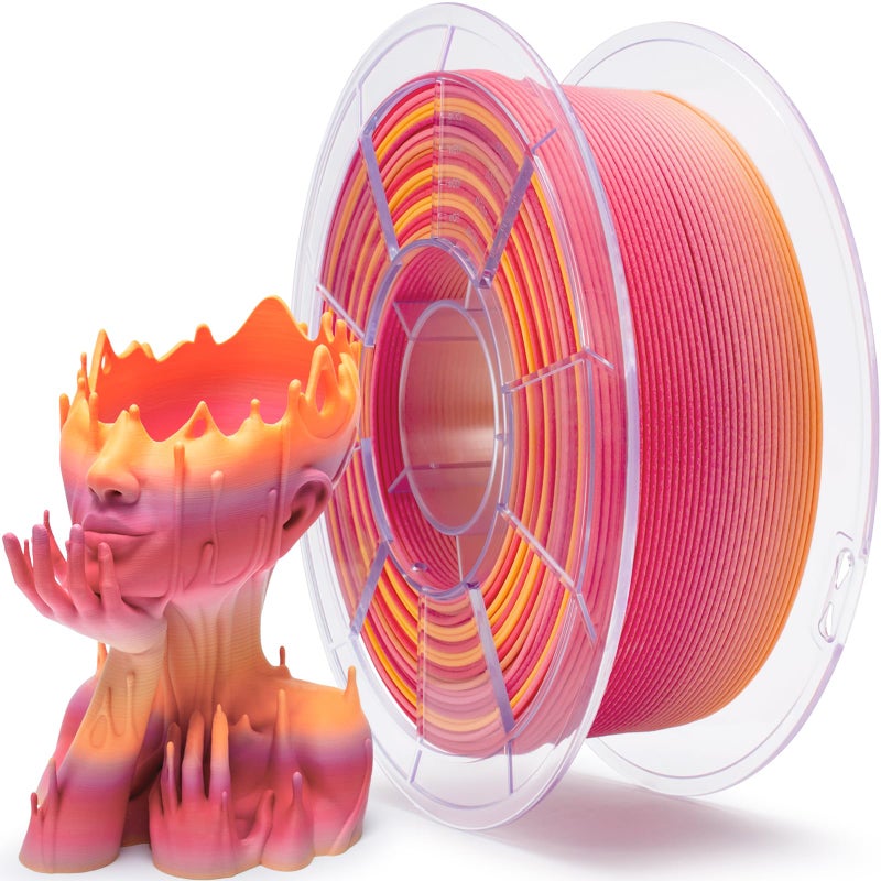 ZIRO Fast Color Changing PLA, Matte Multi Colors Filament 1.75mm, Color Change by Length 3D Printer PLA, Dimensional Accuracy +/-0.03mm, Fit Most 3D Printers, 1KG/ 2.2lbs Spool, Peachy Sunrise - Image 1