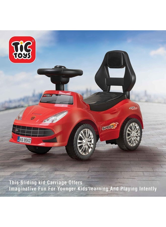 تيك تويز سيارة أطفال سباق دفع يدوي 3 في 1 – لعبة ركوب وتعليمية مع مقعد مريح ومسند ظهر ومقود للتوجيه وتخزين داخلي - Image 4