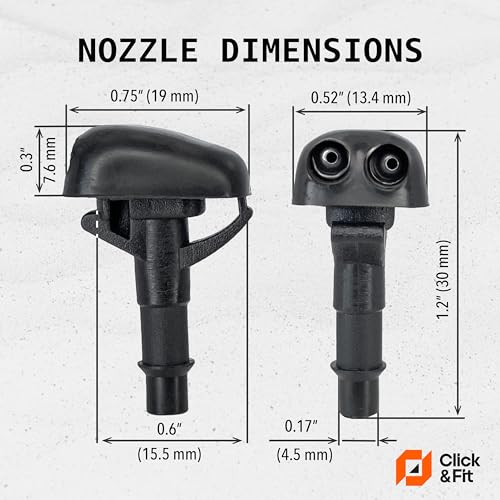 Click&Fit Adjustable Windshield Washer Nozzles compatible with Mitsubishi Lancer 1995-2017, Eclipse MK2 1995-1999, 3000GT 1990-2000, Montero 1991-2006 – Wiper sprayers jet replaces 8265A083, 2pcs - Image 4
