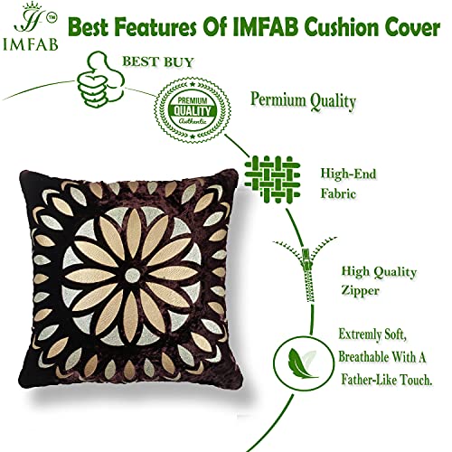 IM FAB®Sun Flower Velvet Cushion Cover Set of 5 Pcs(16x16 inchs or 40x40 cm)-Brown - Image 4