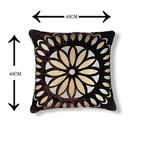 IM FAB®Sun Flower Velvet Cushion Cover Set of 5 Pcs(16x16 inchs or 40x40 cm)-Brown - Image 5