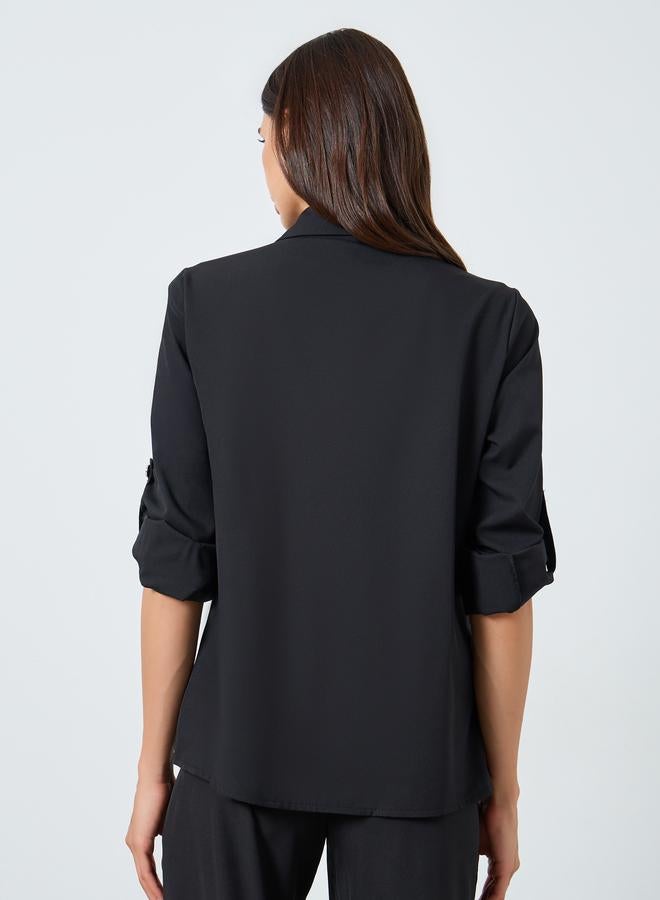 Take Two Black Sequin Panel Shirt with Pocket - Image 4