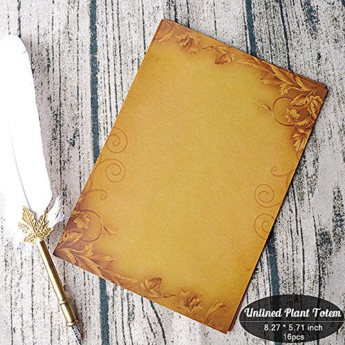 CenterZ Vintage Stationary Paper + Kraft Envelopes Set with Seal Stickers, 64pcs 4 Patterns 8.3 x 5.7 Writing Stationery Papers + 20pcs 2 Colors 7.9 x 4.7 Letter Envelope + 36pcs 2 Styles Rustic Seals - Image 5