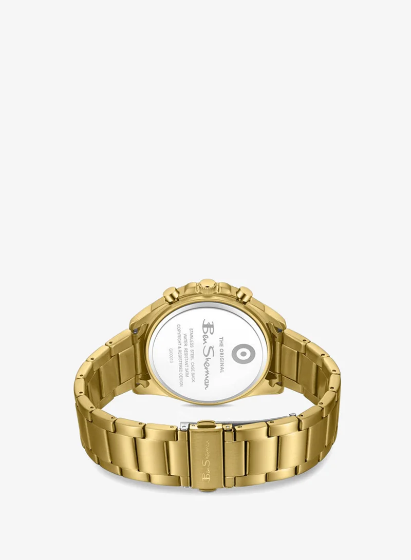 Ben Sherman gold Sheffield Black Dial Gold Stainless Steel Bracelet Chronograph Watch for Men, 44mm for Men | Best Price UAE