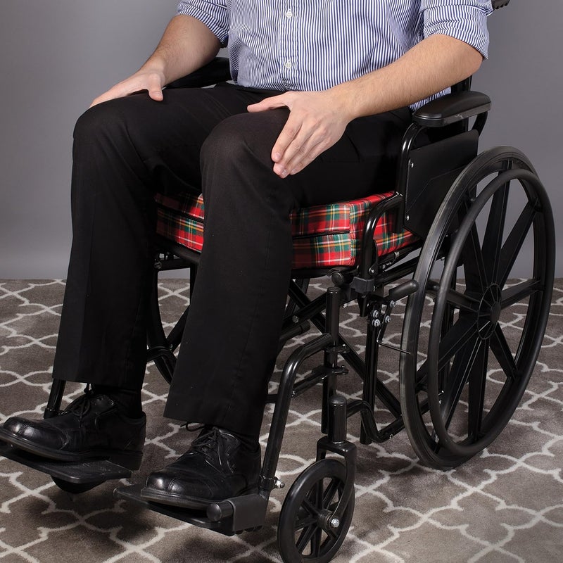 DMI DMI Foam Seat and Wheelchair Cushion with Cover Supportive Comfort Foam 4 x 16 x 18 Inch Plaid  - Image 4
