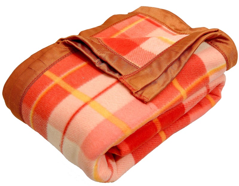 Goyal's Modern Check All Season Polar Fleece Single Bed Blanket 500TC, 60x90 Inches - Rust - Image 1