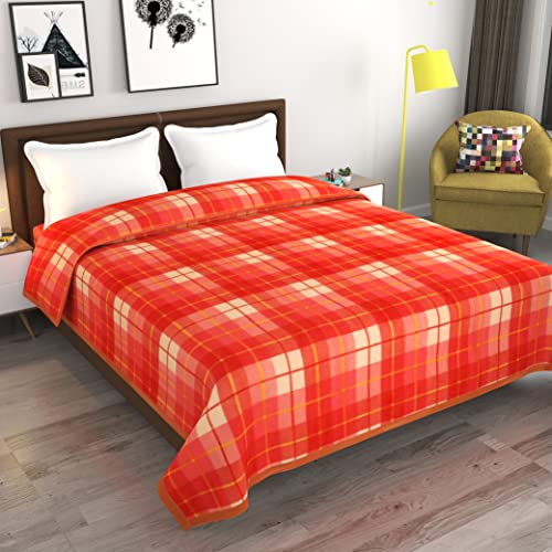 Goyal's Modern Check All Season Polar Fleece Single Bed Blanket 500TC, 60x90 Inches - Rust - Image 2