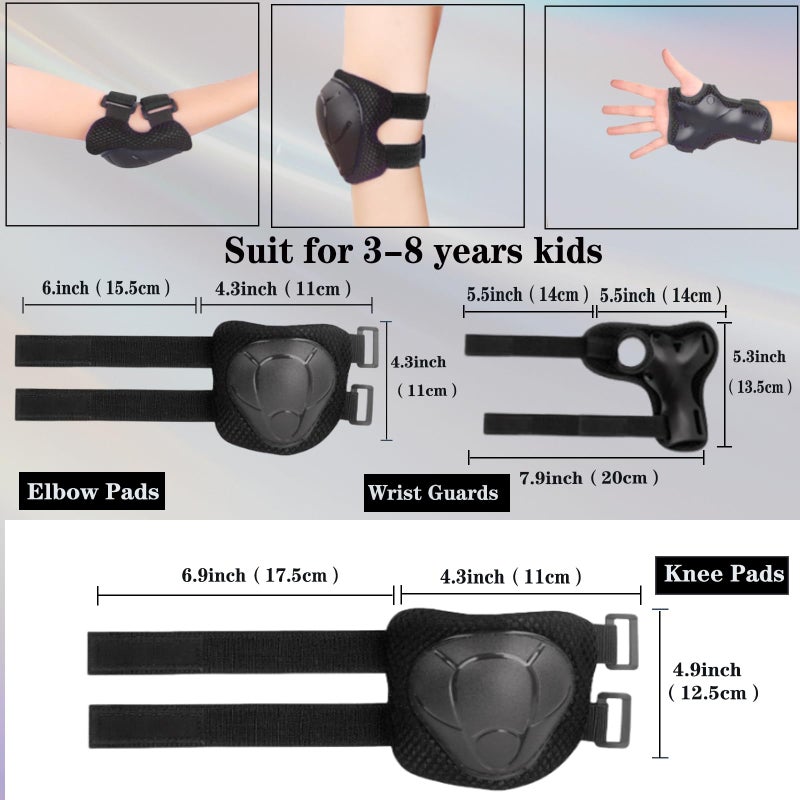 FOOKCIAN Kids/Youth Knee Pads and Elbow Pads Set for Kids 3-14 Years Boys Girls Protective Gear Set Adjustable Knee Pads, Elbow Pads, Wrist Guards Skateboard Skating Skiing Cycling Biking Running Scooter - Image 4