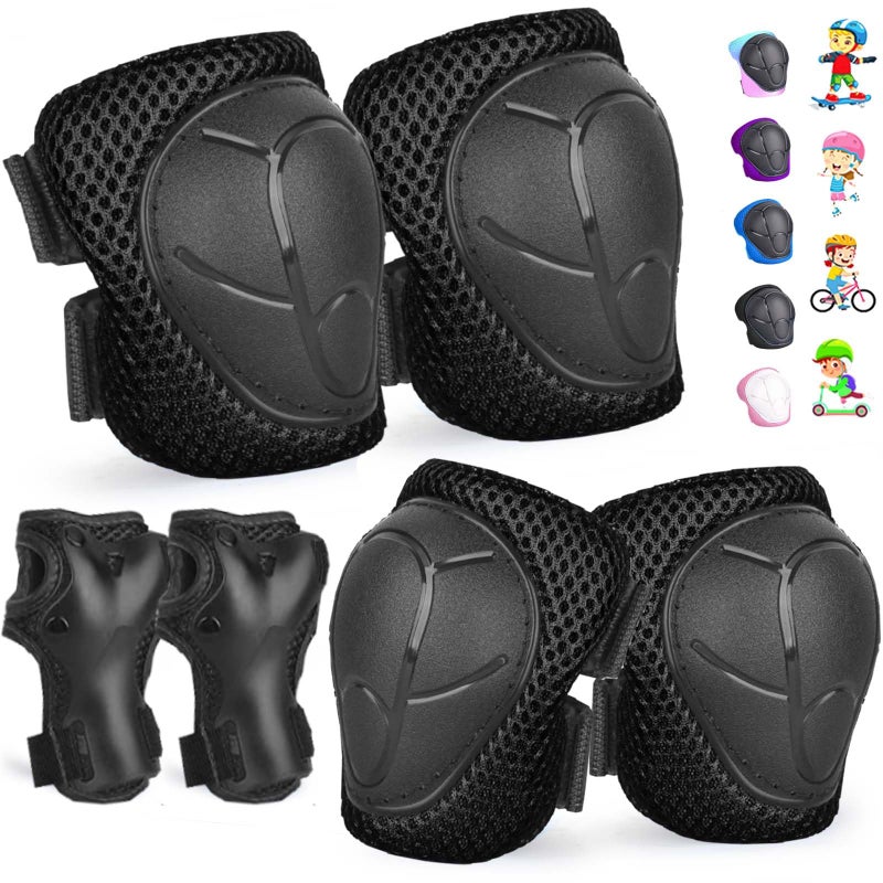 FOOKCIAN Kids/Youth Knee Pads and Elbow Pads Set for Kids 3-14 Years Boys Girls Protective Gear Set Adjustable Knee Pads, Elbow Pads, Wrist Guards Skateboard Skating Skiing Cycling Biking Running Scooter - Image 1