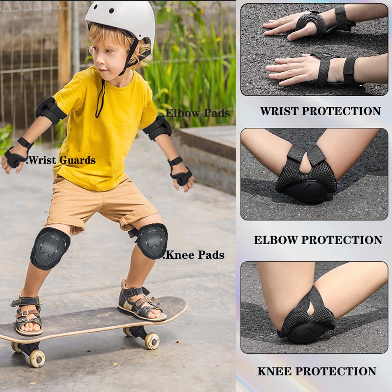 FOOKCIAN Kids/Youth Knee Pads and Elbow Pads Set for Kids 3-14 Years Boys Girls Protective Gear Set Adjustable Knee Pads, Elbow Pads, Wrist Guards Skateboard Skating Skiing Cycling Biking Running Scooter - Image 3