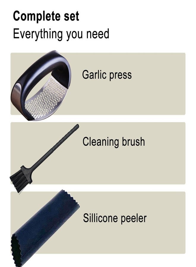 EYBDYB Innovative Rocking Garlic Press Set-Premium Stainless Steel Garlic Crusher with Ergonomic Handle,Includes Garlic Peeler&Cleaning Brush,Easy to Clean,Effortless Mincing Tool for Kitchen - Image 4