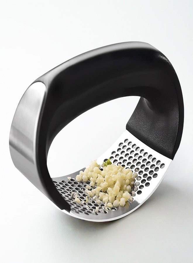EYBDYB Innovative Rocking Garlic Press Set-Premium Stainless Steel Garlic Crusher with Ergonomic Handle,Includes Garlic Peeler&Cleaning Brush,Easy to Clean,Effortless Mincing Tool for Kitchen - Image 2