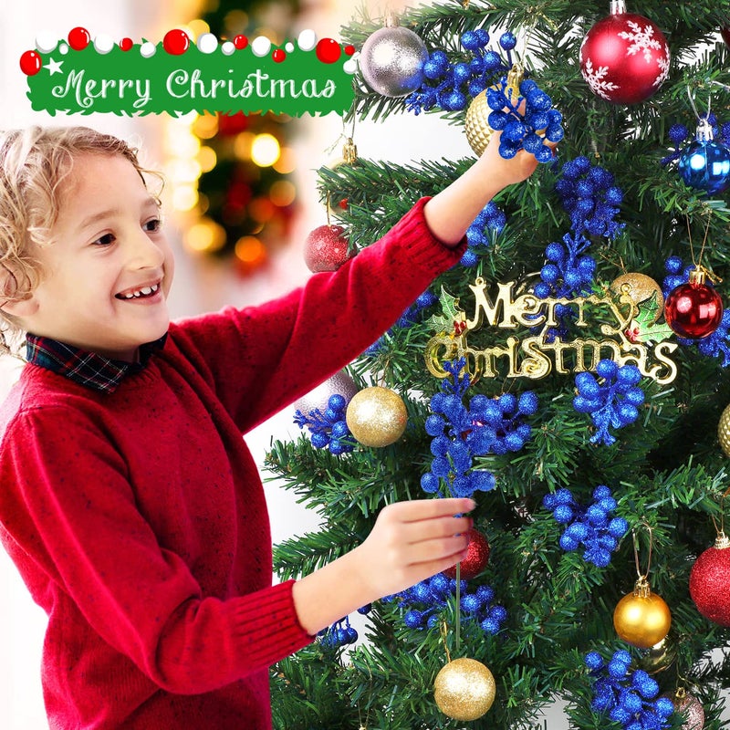 Ayieyill 20 Pack 7.8 Inch Christmas Glitter Berries Stems for Christmas Tree Decorations  Artificial Christmas Picks for Christmas Tree Ornaments  DIY Xmas Wreath  Crafts  Holiday and Home Decor (Royal Blue)  - Image 4