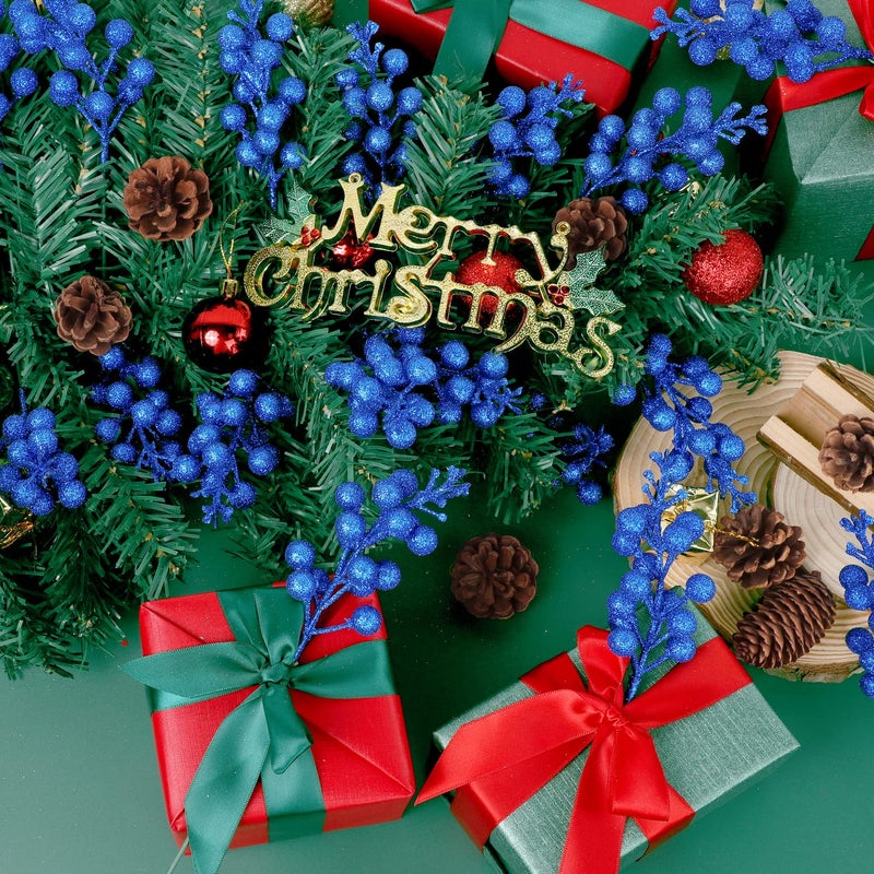 Ayieyill 20 Pack 7.8 Inch Christmas Glitter Berries Stems for Christmas Tree Decorations  Artificial Christmas Picks for Christmas Tree Ornaments  DIY Xmas Wreath  Crafts  Holiday and Home Decor (Royal Blue)  - Image 3