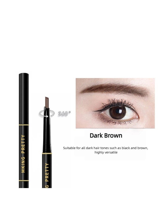 Fluff & Define Dual End Eyebrow Pencil, Creamy Triangle Twist Brow Pen For Soft Natural Defined Brows, Waterproof Sweatproof Smudge & Transfer-Resistant Long Lasting Formula -Dark Brown - Image 1