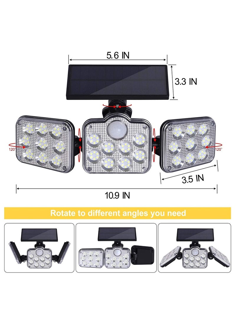 Joyway - JOYWAY Solar Security Lights, 3 Adjustable Head Solar Motion Sensor Light, 138LED Solar Outdoor Lights, 360° Rotatable IP65 Waterproof Solar Security Flood Light With remote control - Image 1