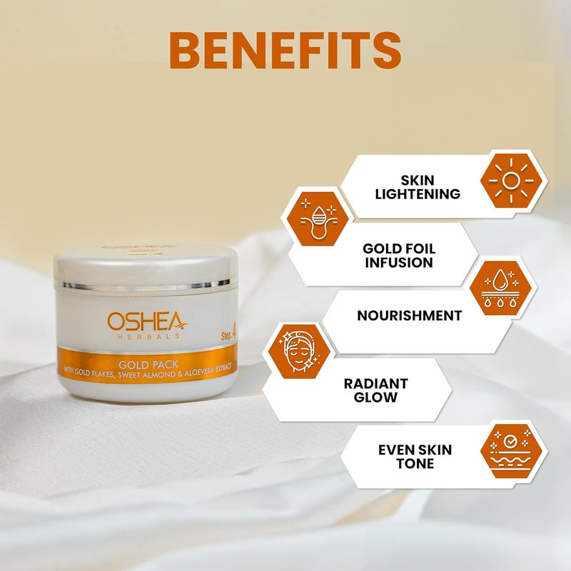 Oshea Herbals Gold Skin Glow Therapy Facial Kit for All Skin Types  Instant Radiance  Nourishment for Healthy Clear Skin  Enriched with Mulberry Licorice  Aloe Vera Extract  209gm