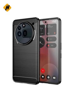 HuHa Protective Cover For Nothing Phone 3a Pro Carbon Fiber Brushed Texture TPU Phone Case (Black)  - Image 1