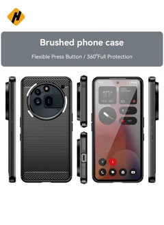 HuHa Protective Cover For Nothing Phone 3a Pro Carbon Fiber Brushed Texture TPU Phone Case (Black)  - Image 2