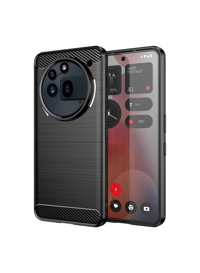 HuHa For Nothing Phone 3a Pro Carbon Fiber Brushed Texture TPU Phone Case(Black) - Image 1