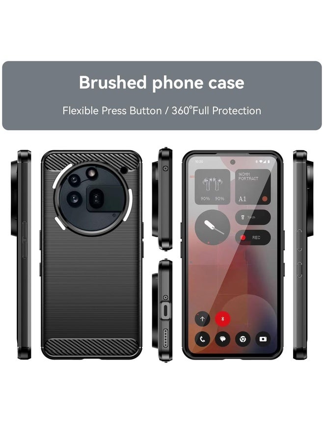 HuHa For Nothing Phone 3a Pro Carbon Fiber Brushed Texture TPU Phone Case(Black) - Image 2
