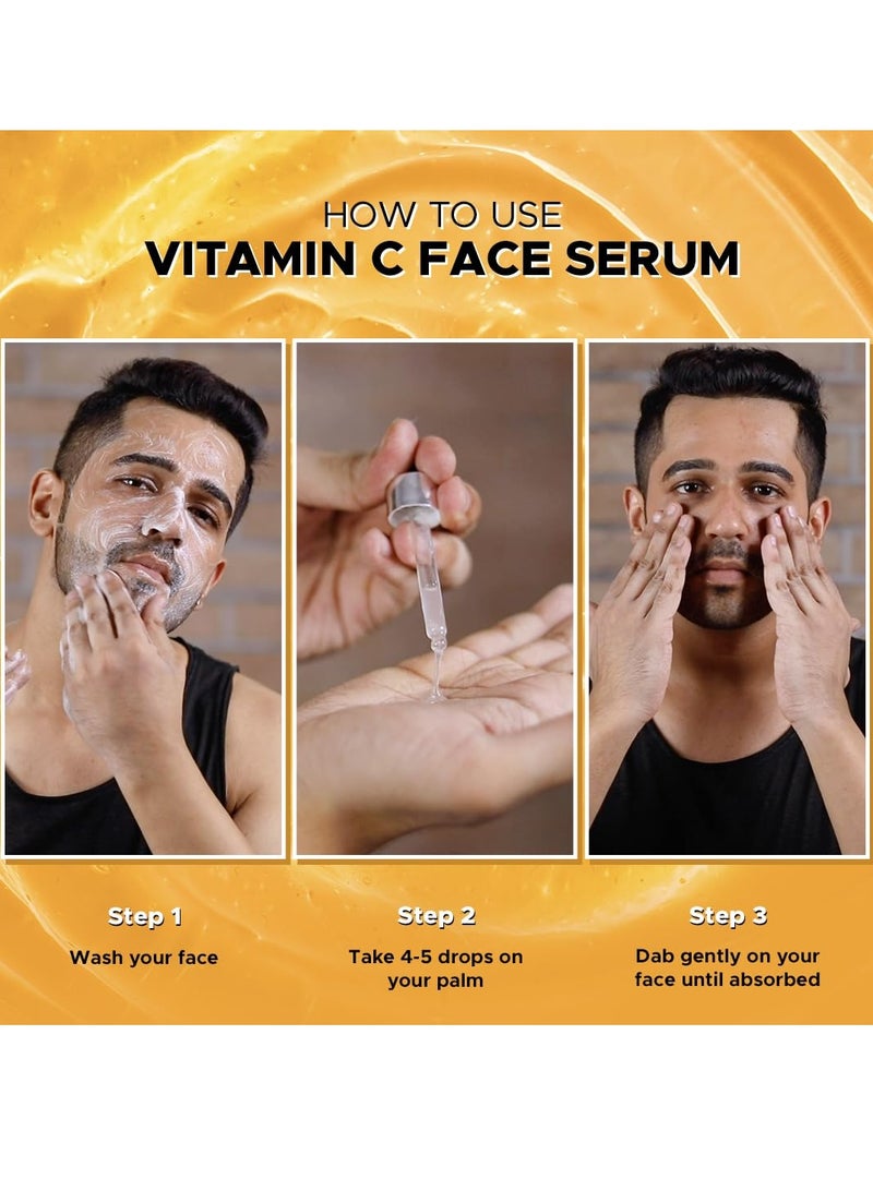 The Man Company 40% Vitamin C Face Serum With Hyaluronic Acid Boosts Collagen Glowing and Brightening Skin Soft Smooth and Supple All Skin Types - 30ml