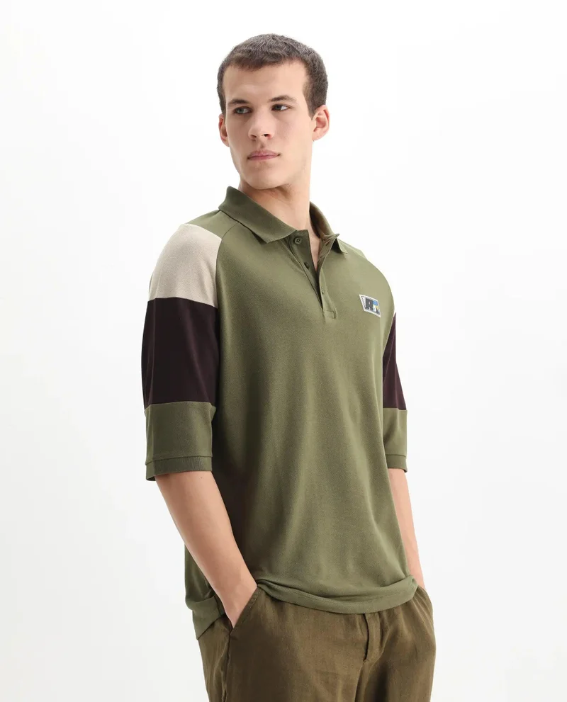 Rare Rabbit Men's Cut And Sew Colour Block Polo