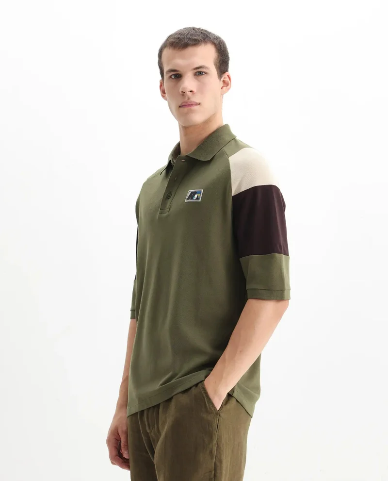 Rare Rabbit Men's Cut And Sew Colour Block Polo