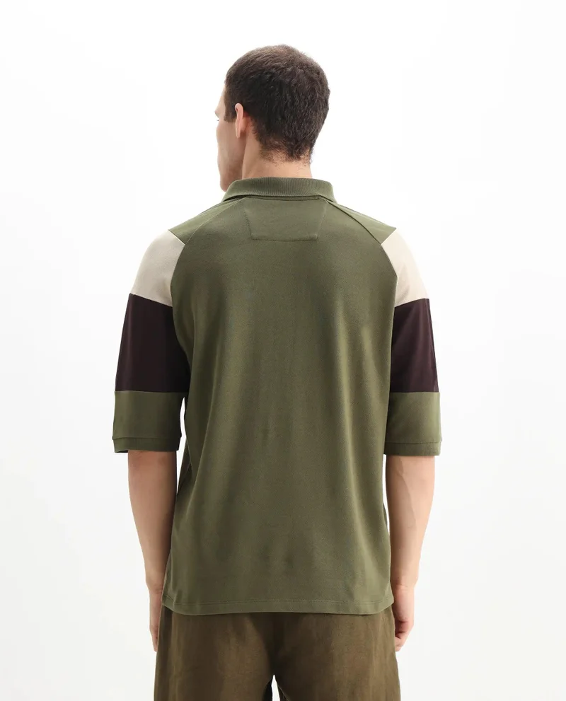 Rare Rabbit Men's Cut And Sew Colour Block Polo