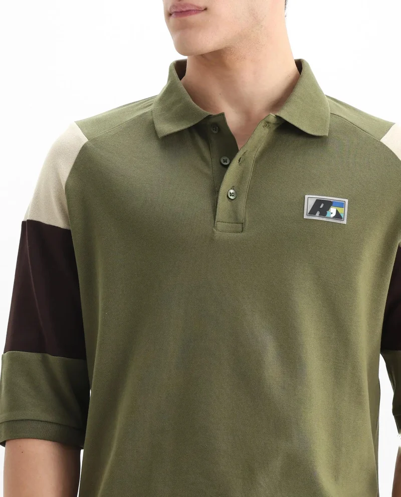 Rare Rabbit Men's Cut And Sew Colour Block Polo