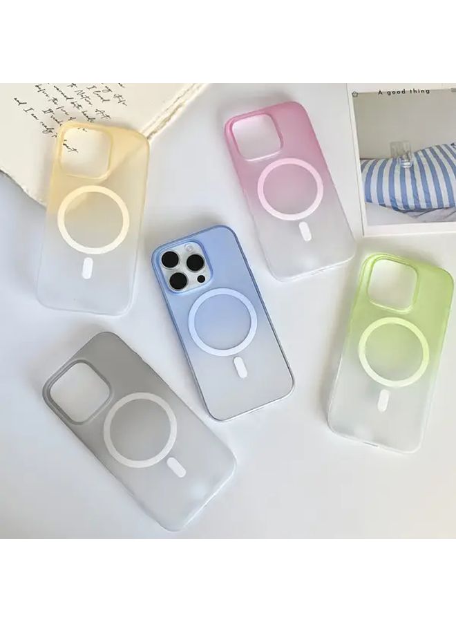 حافظة شحن لاسلكية مغناطيسية بتدرج لوني وردي لهاتف iPhone 12 Pro Max بلمسة شفافة غير لامعة - Image 1