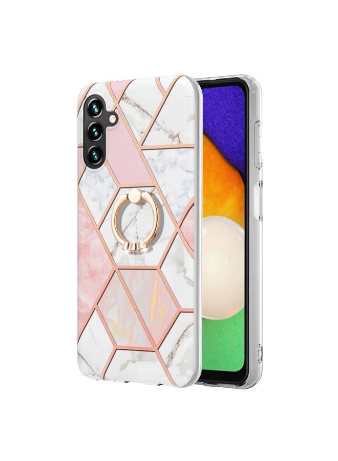 S-TOP Case For Samsung Galaxy A54 5G Splicing Marble Flower IMD TPU Phone Case Ring Holder - Image 2