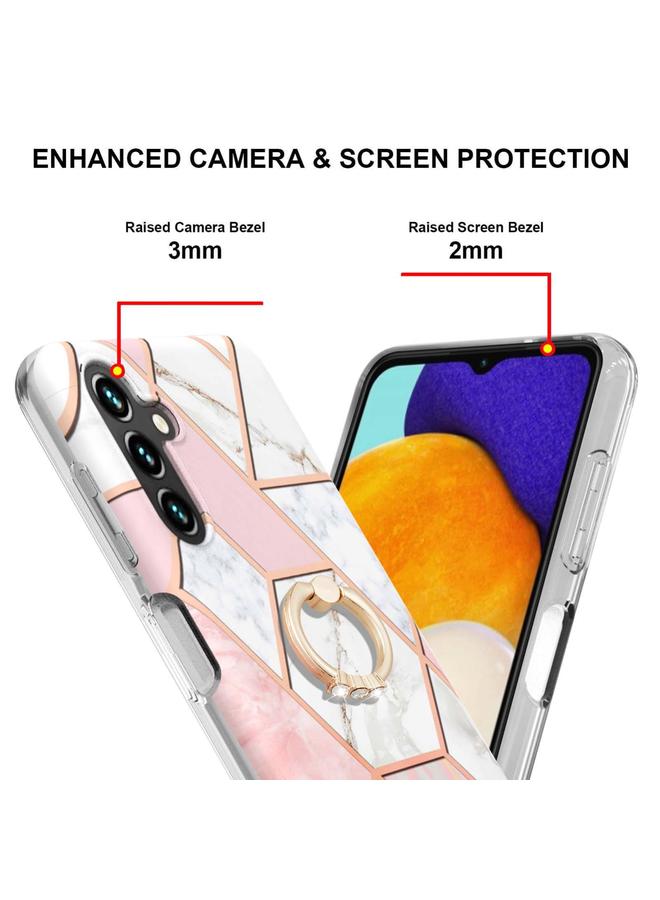 S-TOP Case For Samsung Galaxy A54 5G Splicing Marble Flower IMD TPU Phone Case Ring Holder - Image 3