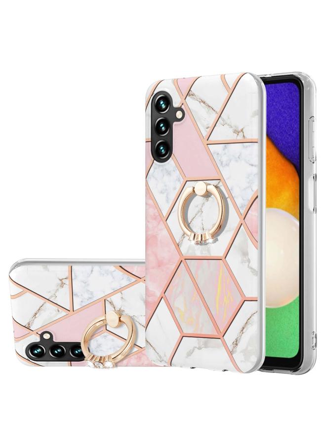 S-TOP Case For Samsung Galaxy A54 5G Splicing Marble Flower IMD TPU Phone Case Ring Holder - Image 1