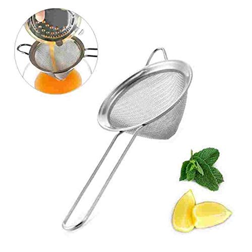 NJ Stainless Steel Fine Mesh Small Funnel Style Hawthorne Bar Strainer , 3-inch -2 Pieces/Set - Image 2