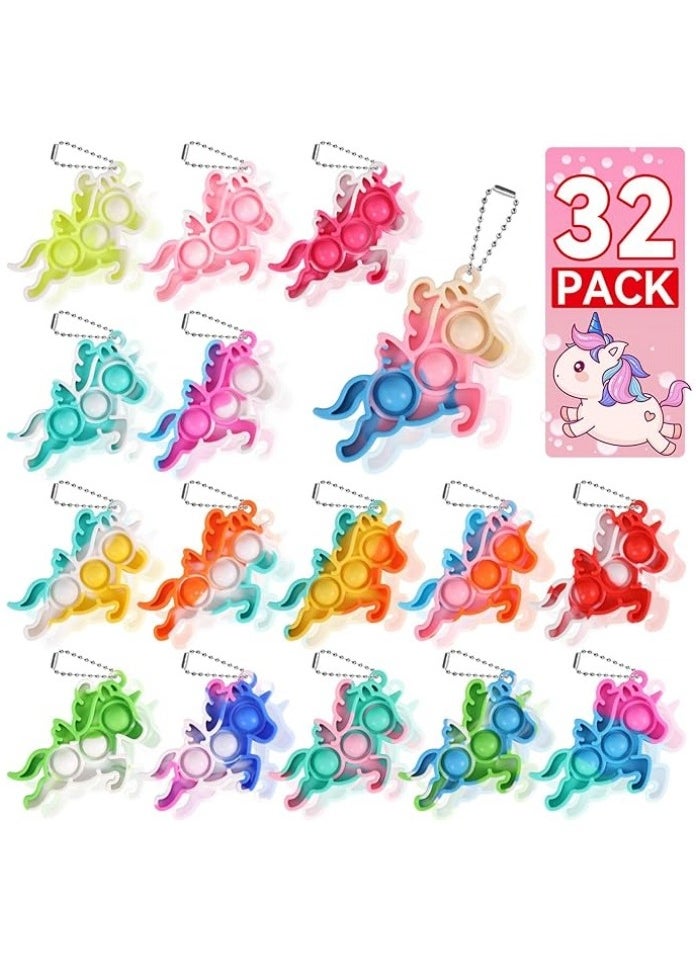 Unicorn Party Favors for Kids Goodie Bags Stuffers Pop Fidget Toys Bulk Its,32 Pack Unicorn Toys Pinata Stuffers Birthday Party Favors 4-8,8-12 Bubbles Small Kids Mini Classroom Prizes Pop keychain It  - Image 1