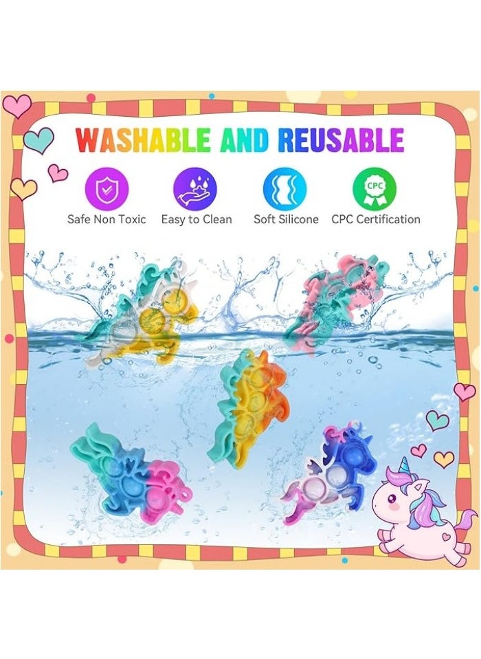 Unicorn Party Favors for Kids Goodie Bags Stuffers Pop Fidget Toys Bulk Its,32 Pack Unicorn Toys Pinata Stuffers Birthday Party Favors 4-8,8-12 Bubbles Small Kids Mini Classroom Prizes Pop keychain It  - Image 3