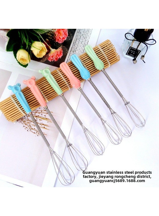 Creative Ceramic Handle Manual Egg Beater Stainless Steel Egg Beater Egg Beater Portable Kitchen Baking Gadgets-Color:Korean Flower  - Image 4
