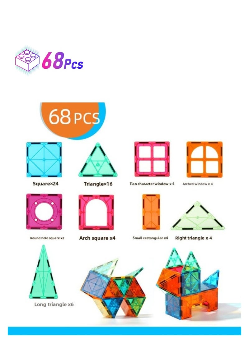Special Color Window Magnetic Piece Building Block Set Changeable Mosaic Large Magnetic Early Education Toys A Generation Of Hair-Specifications:68-piece Color Window Set  - Image 1