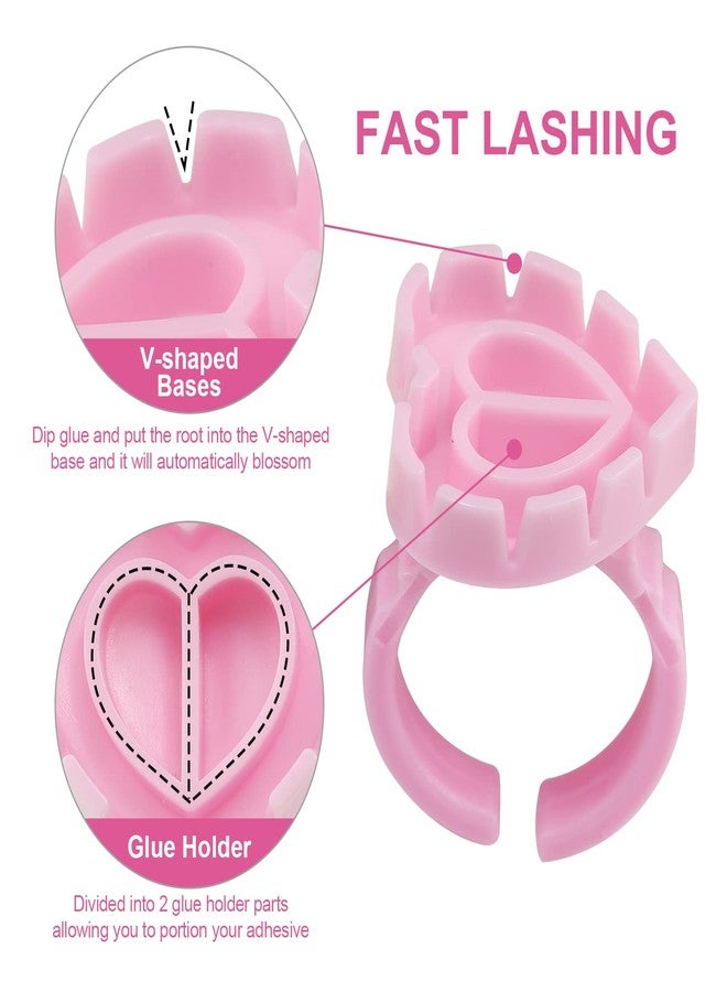 Autdor Glue Rings - Autdor 300Pcs Glue Rings for Eyelash Extensions Pink Lash Glue Rings Pigment Ring Cups Lash Glue Holder for Lash Extension Supplies Makeup Lip Microblading Supplies Nail Art - Image 4