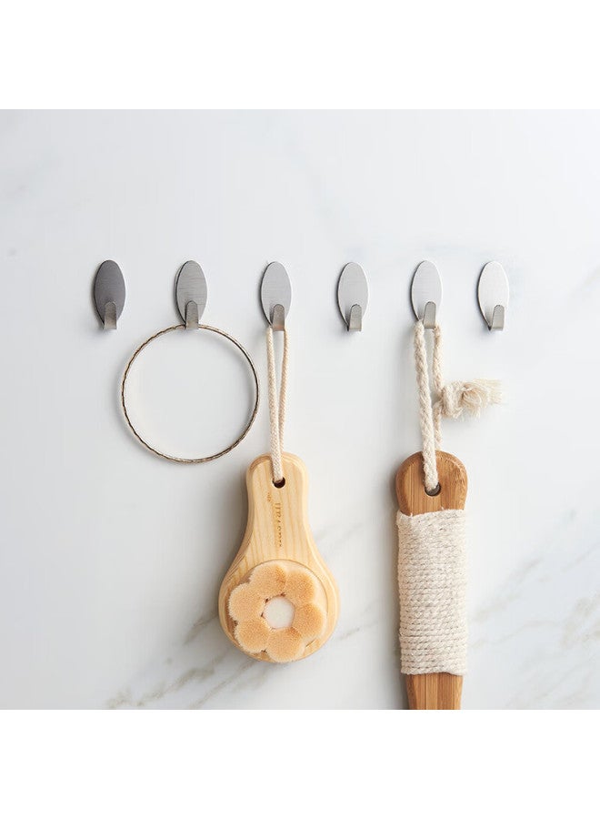 Camellia Hooks, Stainless Steel Adhesive Hooks, Bathroom Hooks, Kitchen Hooks, No-drill Coat Hooks, 12 Pieces