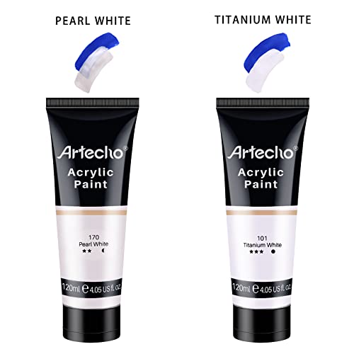Artecho White Acrylic Paint, Titanium White Paint (120ml / 4.05oz) Tubes, Art Craft Paints for Canvas Painting, Rock, Stone, Wood, Fabric, Art Supplies - Image 4