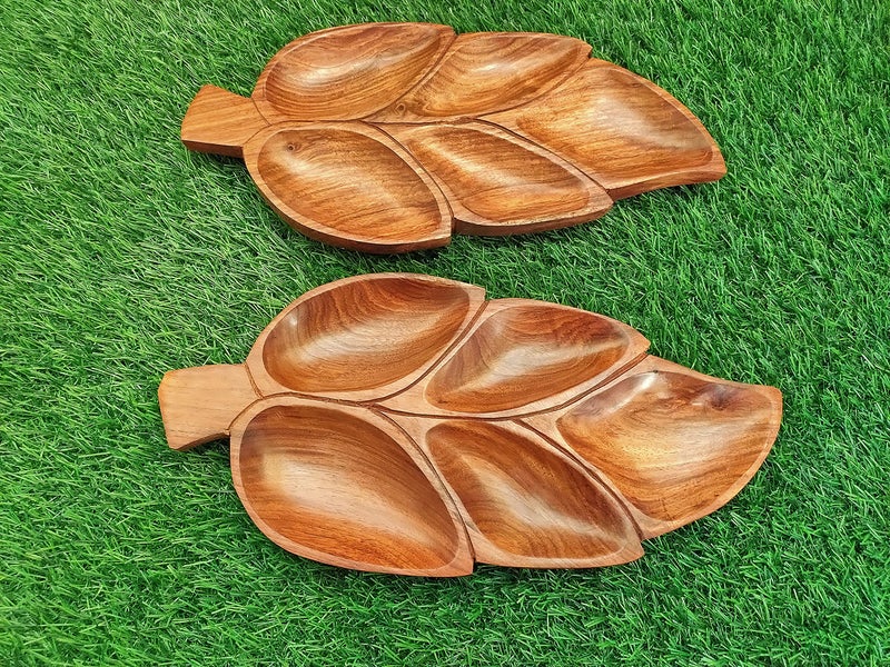 Classical Youth Wooden Snacks/Biscuits/Namkeen/Dry-Fruit Serving Tray for Home/Kitchen/Dinning- Great for Gifting Purpose (Sheesham Wood, 12 Inches, Set of 2) - Image 3
