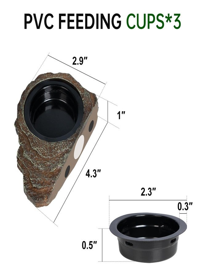 OIIBO Magnetic Gecko Feeding Ledge, Reptile Food Dish with 3PCS Feeding Cups Crested Gecko Feeder Ledge Water Bowl for Lizard Chameleon Bearded Dragon Tank Accessories - Image 2