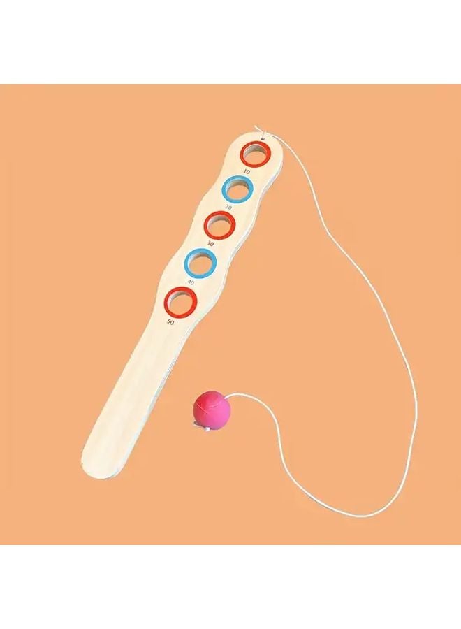 Scoring Bouncing Ball Wooden Paddles With Elastic Cords For Hand Eye Coordination Training - Image 1