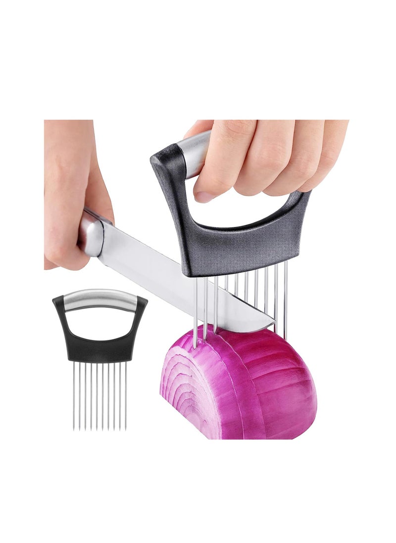 Excefore Stainless Steel Onion Holder Slicer, All-In-One Multifunctional Lemon Slicer Onion Cutter, for Potato and Tomato, Avocados, Eggs, Food Slicer Assistant Tool for Slicing Fruit Lemon and Meat  - Image 1