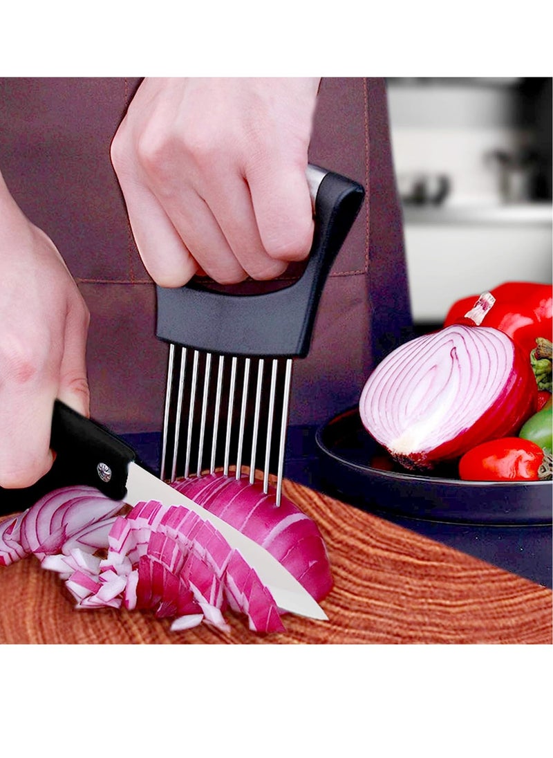 Excefore Stainless Steel Onion Holder Slicer, All-In-One Multifunctional Lemon Slicer Onion Cutter, for Potato and Tomato, Avocados, Eggs, Food Slicer Assistant Tool for Slicing Fruit Lemon and Meat  - Image 5