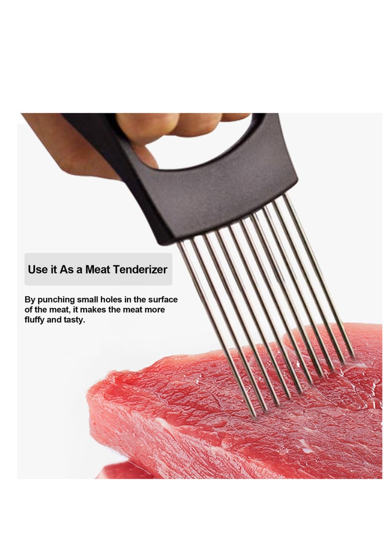 Excefore Stainless Steel Onion Holder Slicer, All-In-One Multifunctional Lemon Slicer Onion Cutter, for Potato and Tomato, Avocados, Eggs, Food Slicer Assistant Tool for Slicing Fruit Lemon and Meat  - Image 3