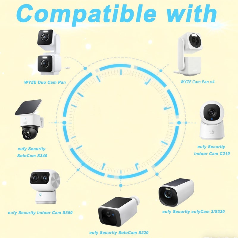 liangxinyun كابل شحن بطول 30 قدم/9 متر لكاميرا eufy SoloCam S340/S220، C210، eufyCam 3/S330، 3C/S300، WYZE Duo Cam Pan، WYZE Cam Pan v4، كابل نوع C مسطح، سلك تمديد USB C لتزويد كاميرتك بالطاقة بشكل مستمر - Image 2